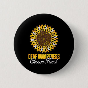 Awareness Sunflower Choose Kind Yellow Ribbon Asl  6 Cm Round Badge