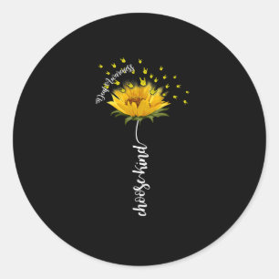 Awareness Sunflower Choose Kind Yellow Ribbon Asl  Classic Round Sticker