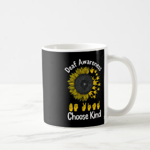 Awareness Sunflower Choose Kind Yellow Ribbon Asl Coffee Mug