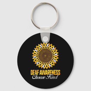 Awareness Sunflower Choose Kind Yellow Ribbon Asl Key Ring