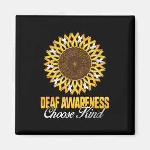 Awareness Sunflower Choose Kind Yellow Ribbon Asl  Magnet