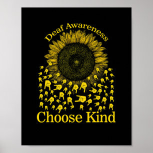 Awareness Sunflower Choose Kind Yellow Ribbon Asl  Poster