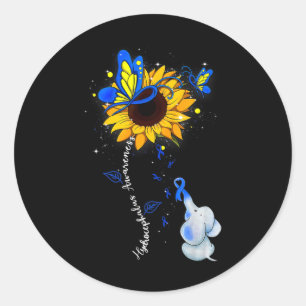 Awareness Sunflower Elephant Men  Classic Round Sticker