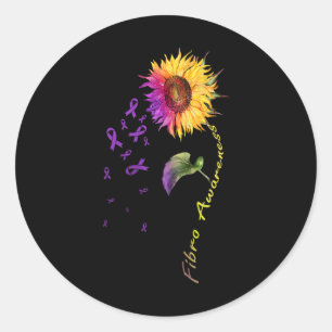 Awareness Sunflower Fibro Classic Round Sticker