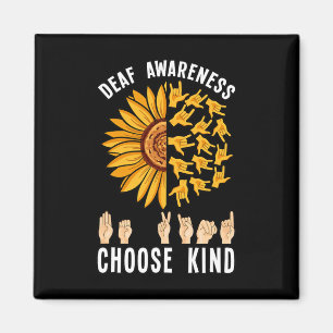 Awareness Sunflower Hand Sign Asl Hearing Loss Magnet