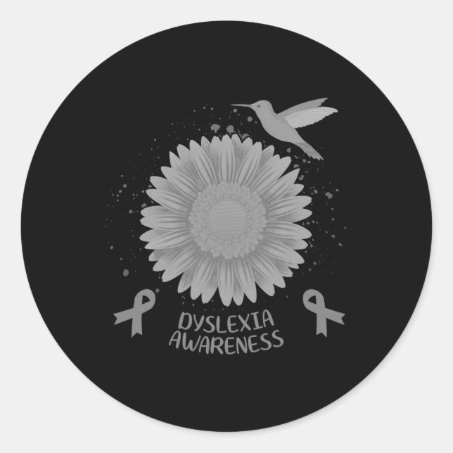 Awareness Sunflower Hummingbird Gift  Classic Round Sticker (Front)