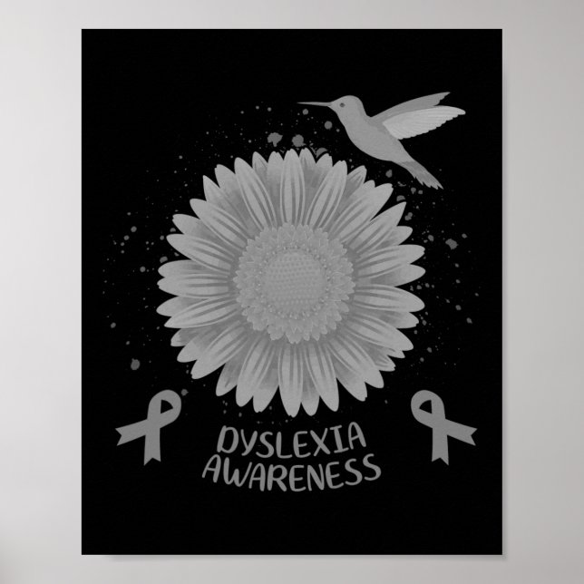 Awareness Sunflower Hummingbird Gift  Poster (Front)