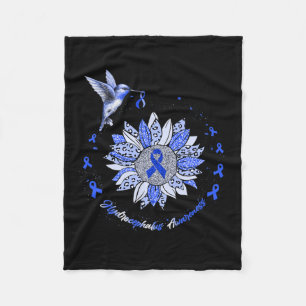 Awareness Sunflower Hummingbird Ribbon Fleece Blanket