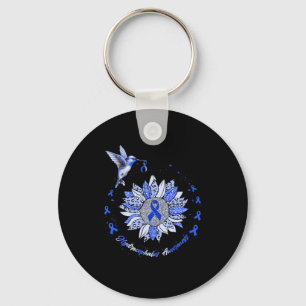Awareness Sunflower Hummingbird Ribbon Key Ring