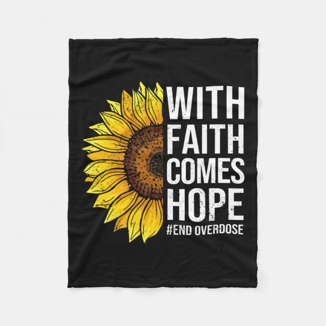 Awareness Sunflower With Faith Comes Hope  Fleece Blanket (Front)