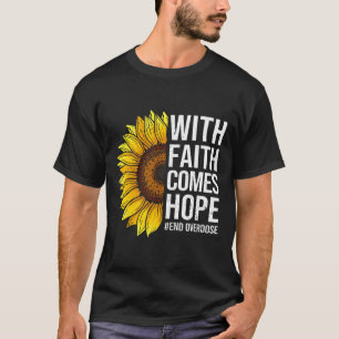 Awareness Sunflower With Faith Comes Hope T-Shirt