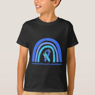 Awareness Support Floral Blue Ribbon Rainbow  T-Shirt