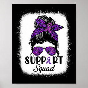 Awareness Support Squad Messy Bun Hair Women Girl Poster