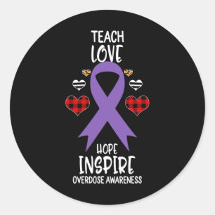 Awareness Teach Ribbon Love Hope Inspire  Classic Round Sticker