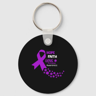 Awareness Tee Hope Faith Love Fibromyalgia Awar Key Ring