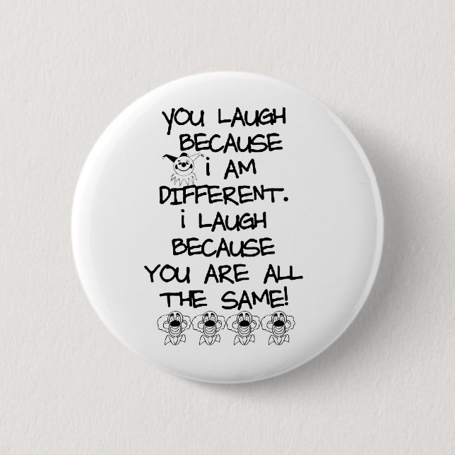 Awareness tee I am different 6 Cm Round Badge (Front)