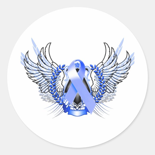 Awareness Tribal Blue Classic Round Sticker (Front)