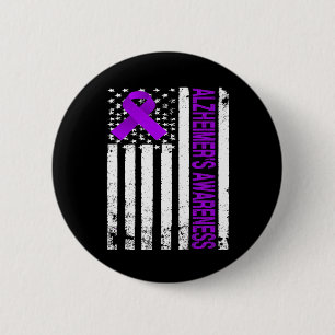 Awareness - Usa Flag Purple Ribbon 6 Cm Round Badge