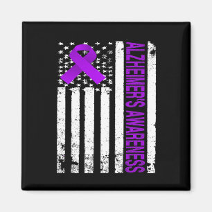 Awareness - Usa Flag Purple Ribbon Magnet