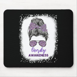 Awareness Warrior Messy Hair Bun Purple Ribbon 1 Mouse Mat