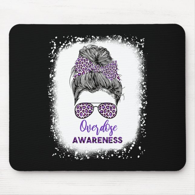 Awareness Warrior Messy Hair Bun Purple Ribbon 1  Mouse Mat (Front)