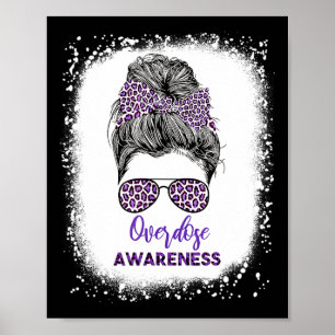 Awareness Warrior Messy Hair Bun Purple Ribbon 1 Poster