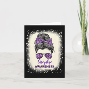 Awareness Warrior Messy Hair Bun Purple Ribbon  Card