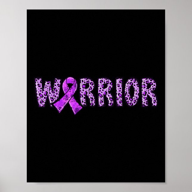 Awareness Warrior Purple Ribbon Leopard Print 1  (Front)