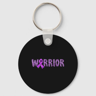 Awareness Warrior Purple Ribbon Leopard Print 1 Key Ring