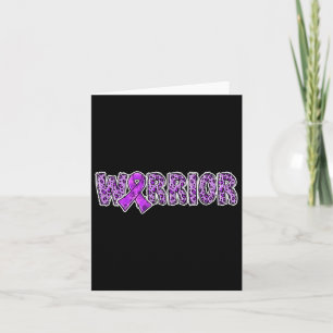 Awareness Warrior Purple Ribbon Leopard Print Card