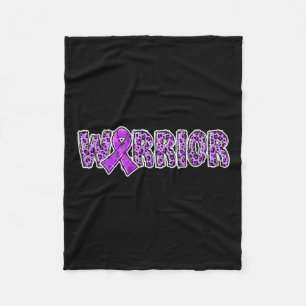 Awareness Warrior Purple Ribbon Leopard Print Fleece Blanket