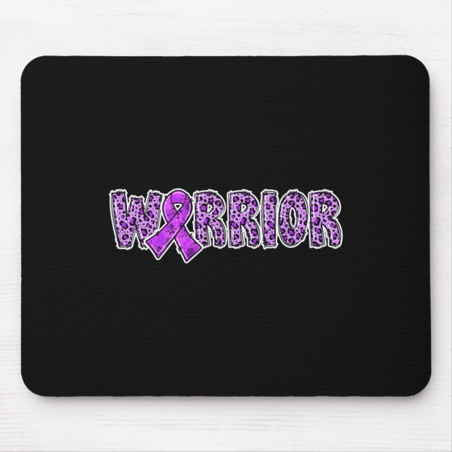 Awareness Warrior Purple Ribbon Leopard Print  Mouse Mat (Front)