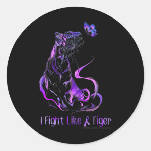 Awareness Warrior Ribbon I Fight Like A Tiger Classic Round Sticker