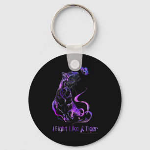 Awareness Warrior Ribbon I Fight Like A Tiger  Key Ring