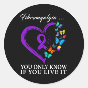 Awareness Warrior Support Purple Ribbon 3 Classic Round Sticker