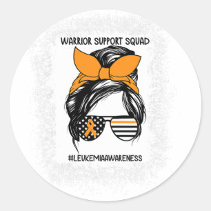 Awareness Warrior Support Squad Messy Bun Sungl  Classic Round Sticker