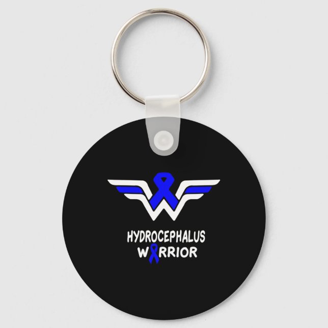 Awareness Warrior Support Survivor Blue Ribbon 1  Key Ring (Front)