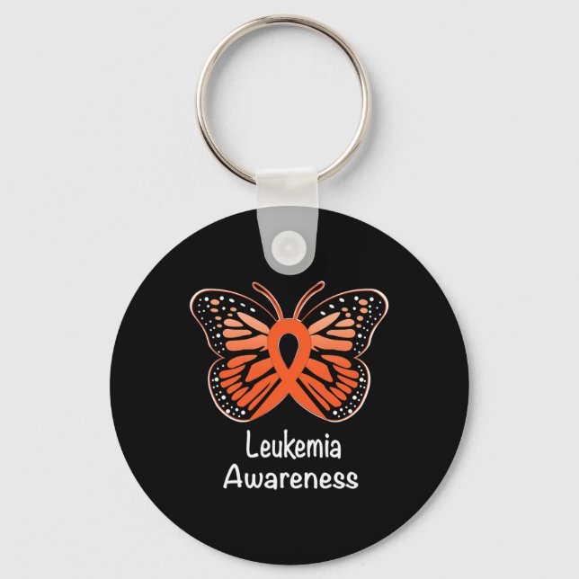 Awareness Warrior Support Survivor Orange Ribbon 1 Key Ring (Front)