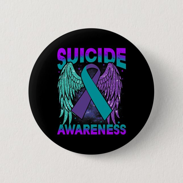 Awareness Wings And Ribbon Suicide Prevention 1  6 Cm Round Badge (Front)