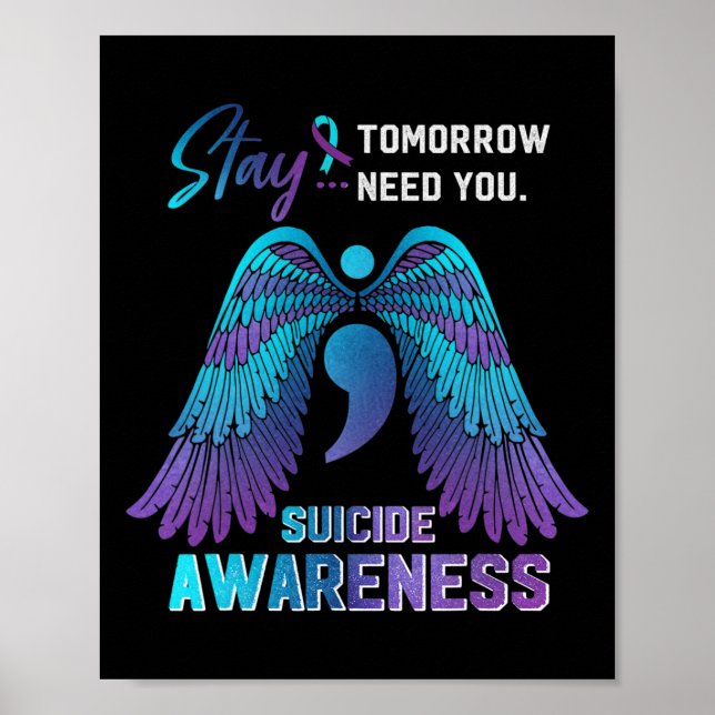 Awareness Wings And Ribbon Suicide Prevention Day  Poster (Front)