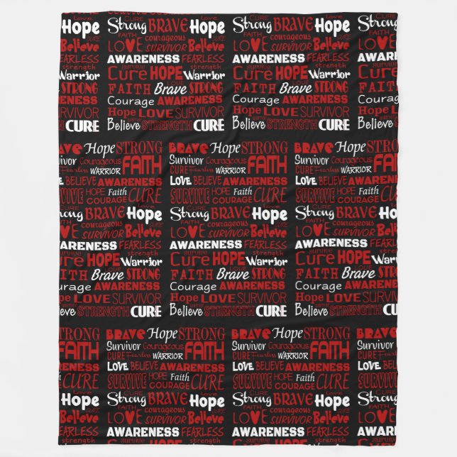 Awareness Words...Brain Aneurysm Fleece Blanket (Front)