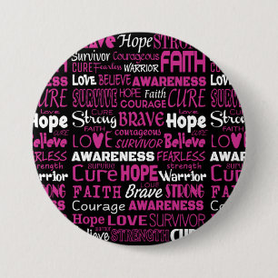 Awareness Words...Breast Cancer 7.5 Cm Round Badge