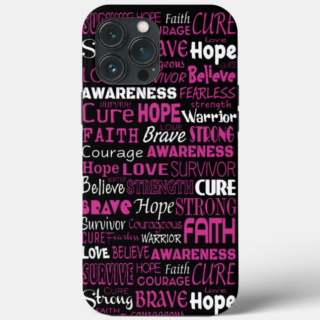 Awareness Words...Breast Cancer Case-Mate iPhone Case (Back)