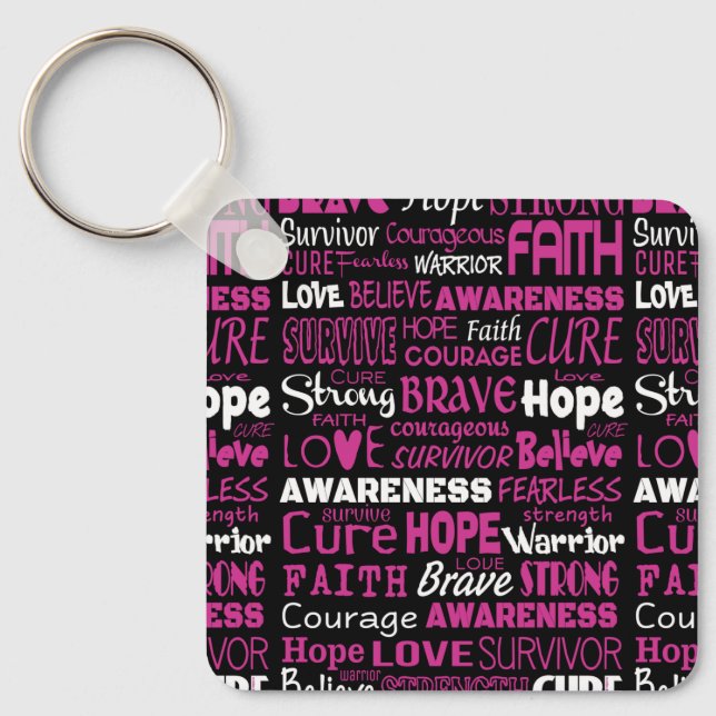Awareness Words...Breast Cancer Key Ring (Front)