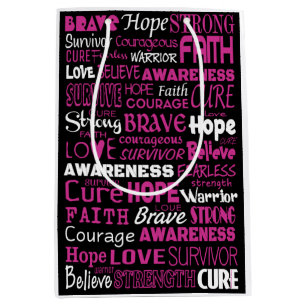 Awareness Words...Breast Cancer Medium Gift Bag