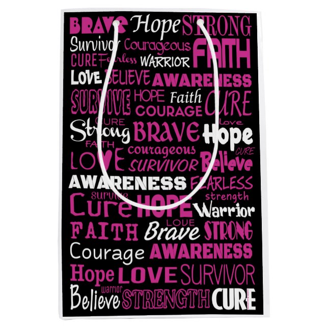 Awareness Words...Breast Cancer Medium Gift Bag (Front)