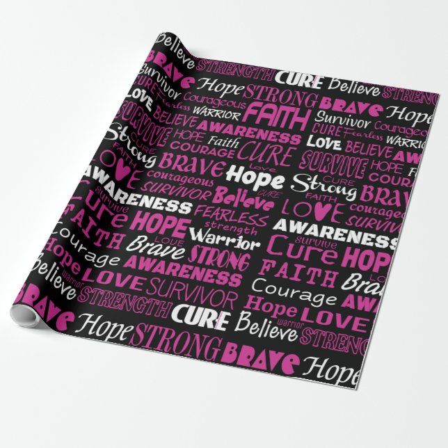 Awareness Words...Breast Cancer Wrapping Paper (Unrolled)