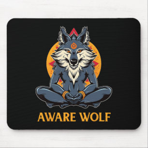 Awarewolf Aware Wolf Yoga Meditation Namaste Yogi  Mouse Mat