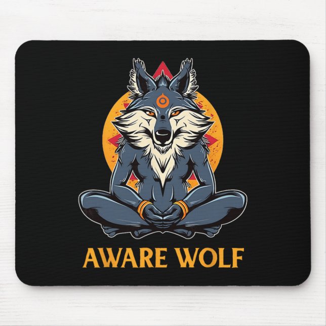 Awarewolf Aware Wolf Yoga Meditation Namaste Yogi  Mouse Mat (Front)