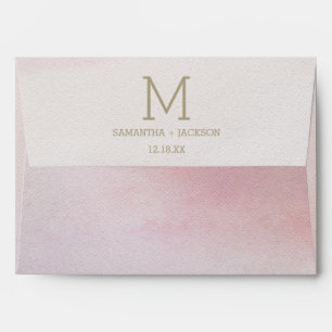 Awash Elegant Watercolor Blush Wedding Monogram Envelope